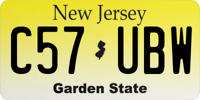 NJ license plate C57UBW