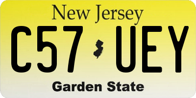 NJ license plate C57UEY