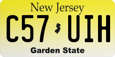 NJ license plate C57UIH