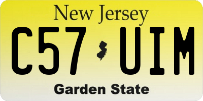 NJ license plate C57UIM