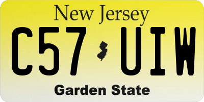 NJ license plate C57UIW