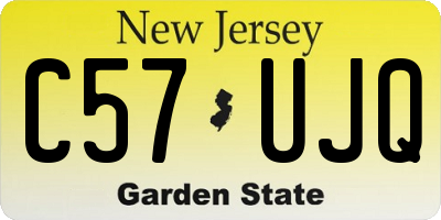 NJ license plate C57UJQ