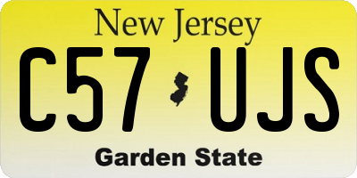 NJ license plate C57UJS