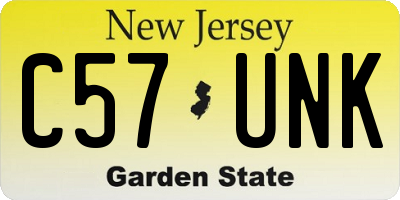 NJ license plate C57UNK