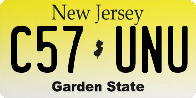 NJ license plate C57UNU