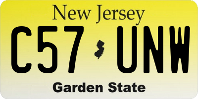 NJ license plate C57UNW