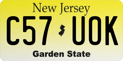 NJ license plate C57UOK