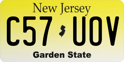 NJ license plate C57UOV