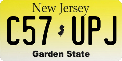 NJ license plate C57UPJ