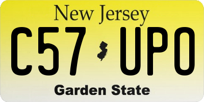 NJ license plate C57UPO