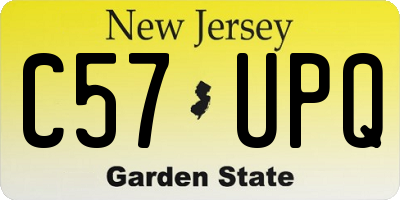 NJ license plate C57UPQ