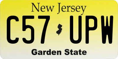 NJ license plate C57UPW