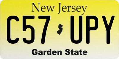 NJ license plate C57UPY