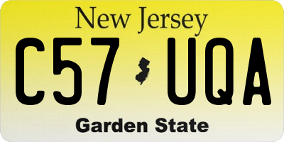 NJ license plate C57UQA