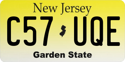 NJ license plate C57UQE