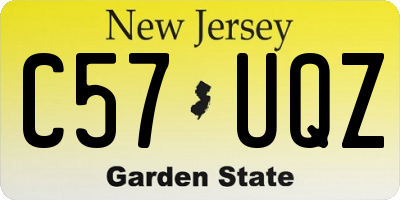 NJ license plate C57UQZ