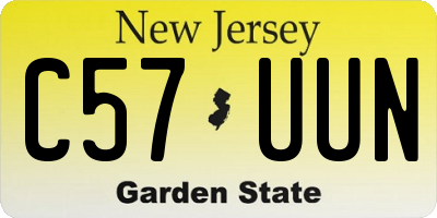 NJ license plate C57UUN