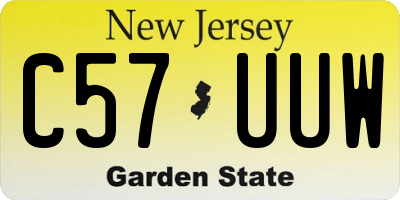 NJ license plate C57UUW