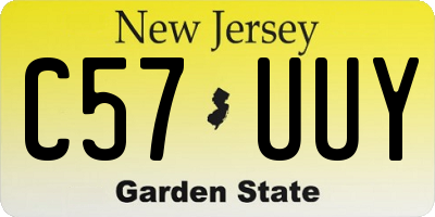 NJ license plate C57UUY