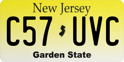 NJ license plate C57UVC