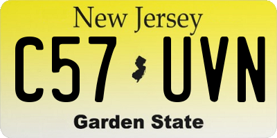 NJ license plate C57UVN