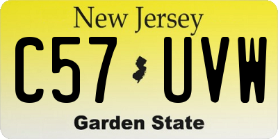 NJ license plate C57UVW