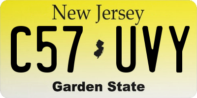 NJ license plate C57UVY