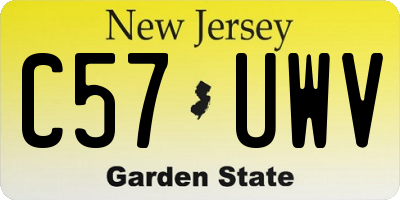 NJ license plate C57UWV