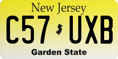 NJ license plate C57UXB