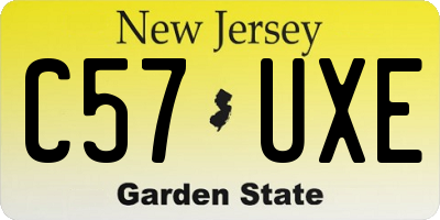 NJ license plate C57UXE