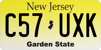 NJ license plate C57UXK