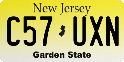 NJ license plate C57UXN