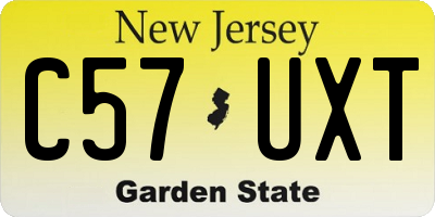 NJ license plate C57UXT
