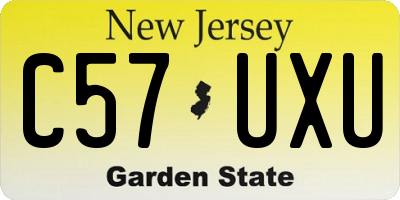 NJ license plate C57UXU