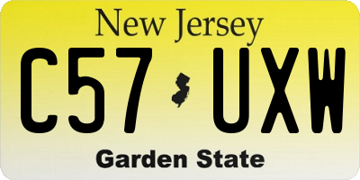 NJ license plate C57UXW