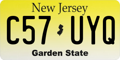 NJ license plate C57UYQ