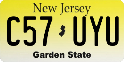 NJ license plate C57UYU