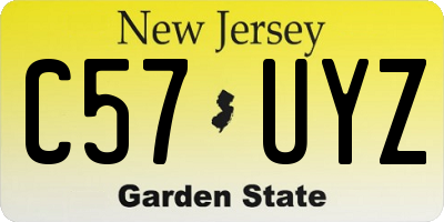 NJ license plate C57UYZ