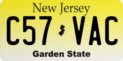 NJ license plate C57VAC