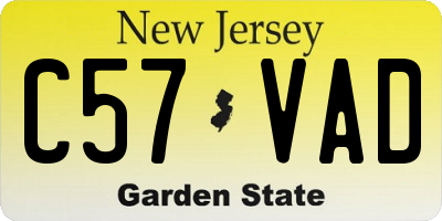 NJ license plate C57VAD