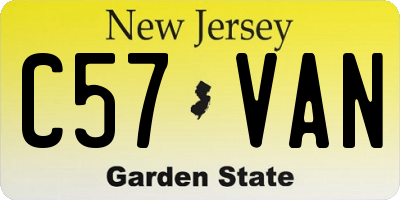 NJ license plate C57VAN