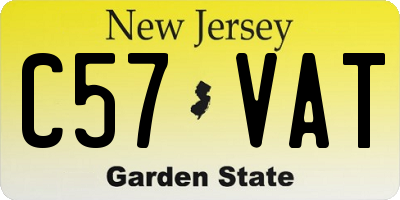 NJ license plate C57VAT