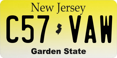 NJ license plate C57VAW