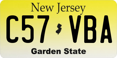 NJ license plate C57VBA