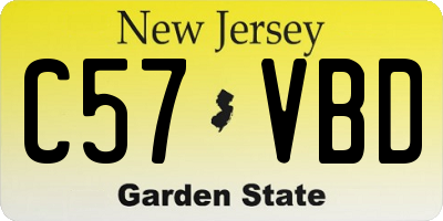 NJ license plate C57VBD