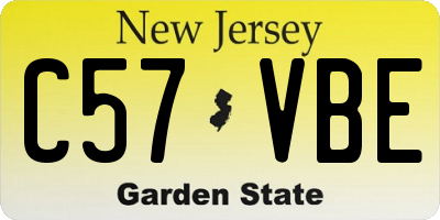 NJ license plate C57VBE