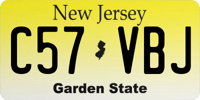 NJ license plate C57VBJ