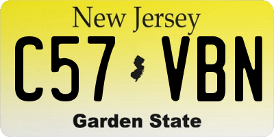 NJ license plate C57VBN