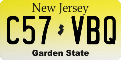 NJ license plate C57VBQ