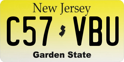 NJ license plate C57VBU